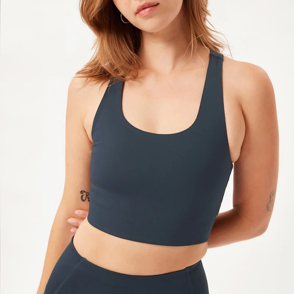 Girlfriend Collective Midnight Paloma Racerback Bra — Navy Blue — Small - Picture 1 of 6